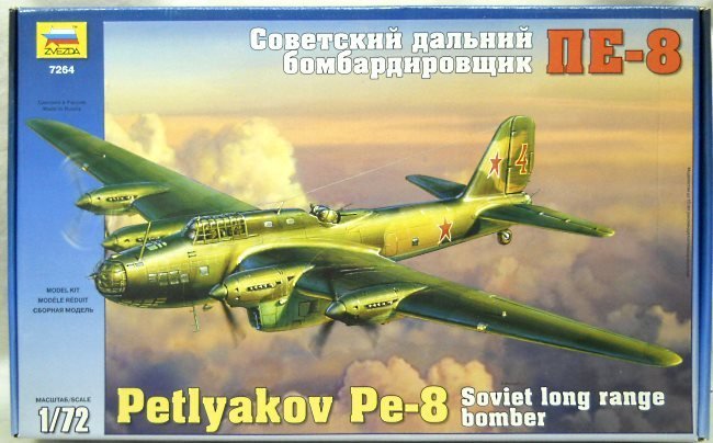 Zvezda 1/72 Petlyakov Pe-8 - Soviet Long Range Bomber, 7264 plastic model kit